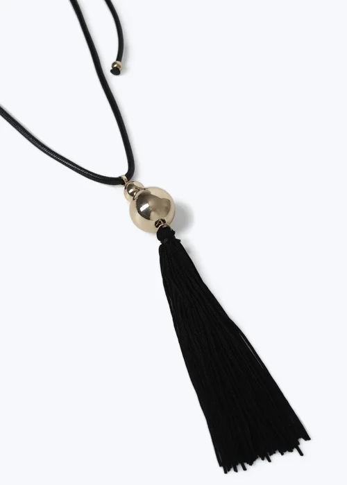 Muse Black Cord Tassel Long Necklace - One Size Image 2