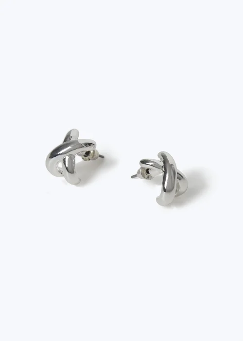 Muse Silver Cross Stud Earrings - One Size Image 2