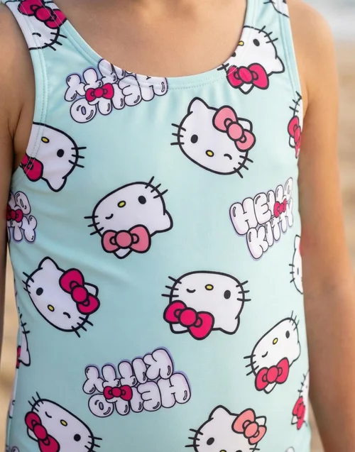 Vanilla Underground Hello Kitty Girls Blue Character AOP 1 Piece Swimming Costume (3-14 Years) - 5-6 Yrs Image 3