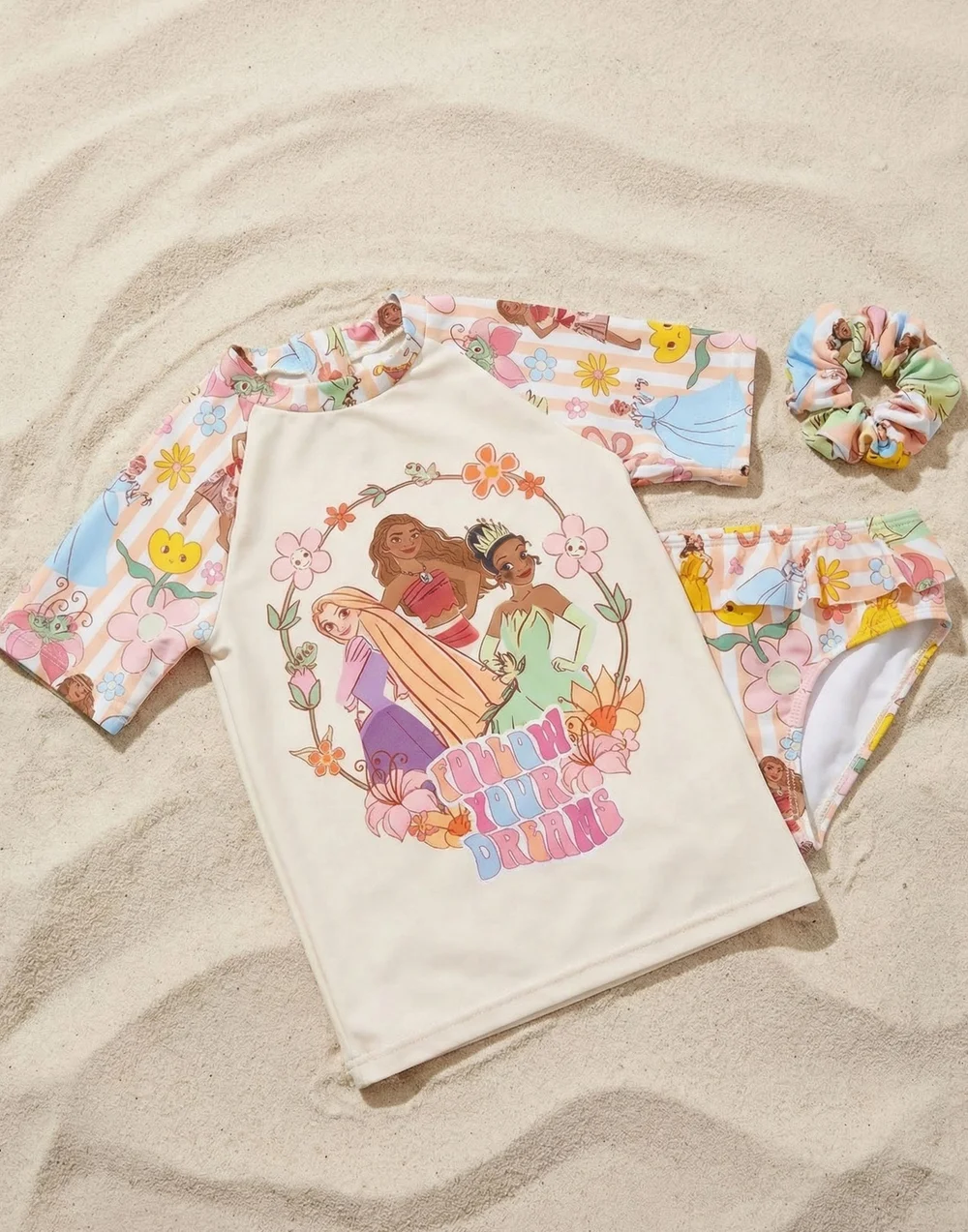 Vanilla Underground Disney Girls Pink Princess 3 Piece Swim Set (2-10 Years) - 7-8 Yrs Image 4
