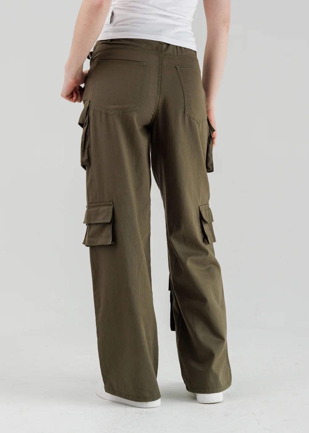 Influence Khaki Cargo-Style Wide Leg Trousers - 10 Image 2