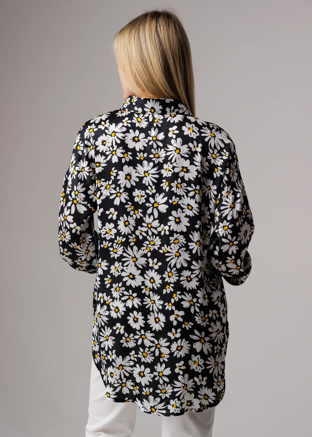 Influence Black Oversized Floral Print Long Sleeve Shirt - 14 Image 2