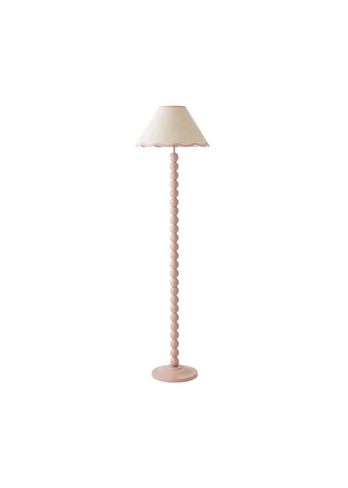 ValueLights Bobble Pink Floor Lamp with Pink Trim Scallop Shade - One Size Image 6
