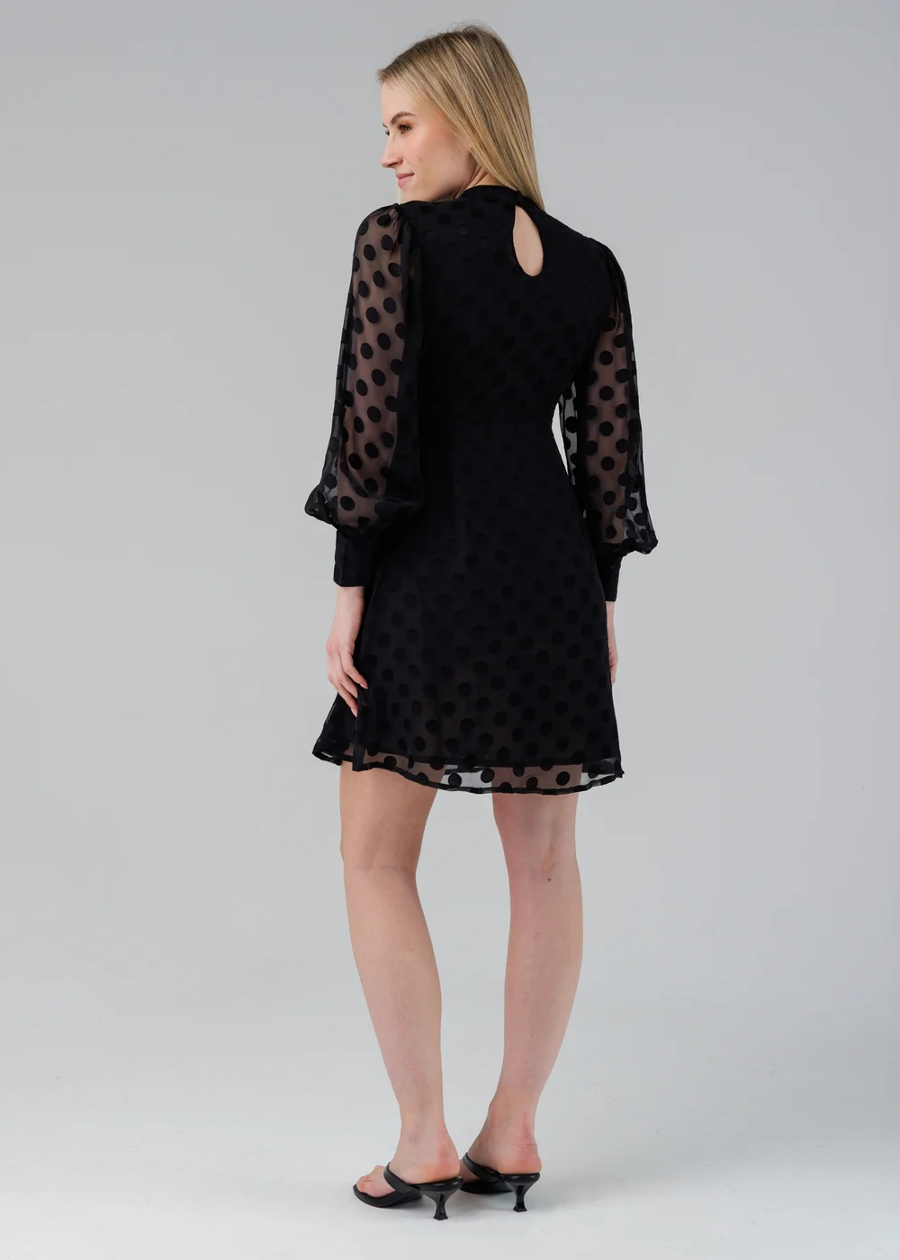 Influence Black High Neck Long Sleeve Skater Dress - 10 Image 2
