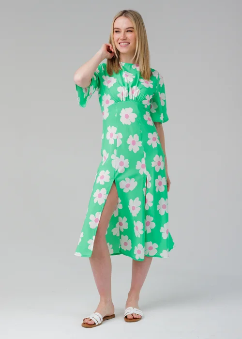 Influence Green Floral Short Sleeve Midaxi Dress - 12 Image 1