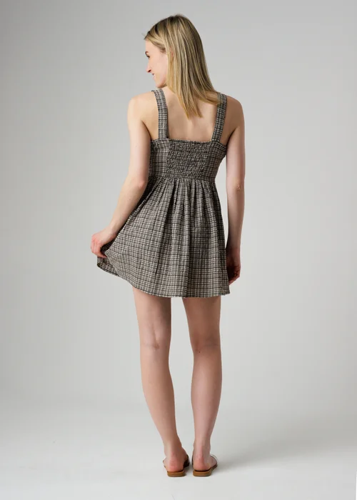 Wednesday’s Girl Black Check Ruffle Detail Tie Front Mini Cami Dress - M Image 2