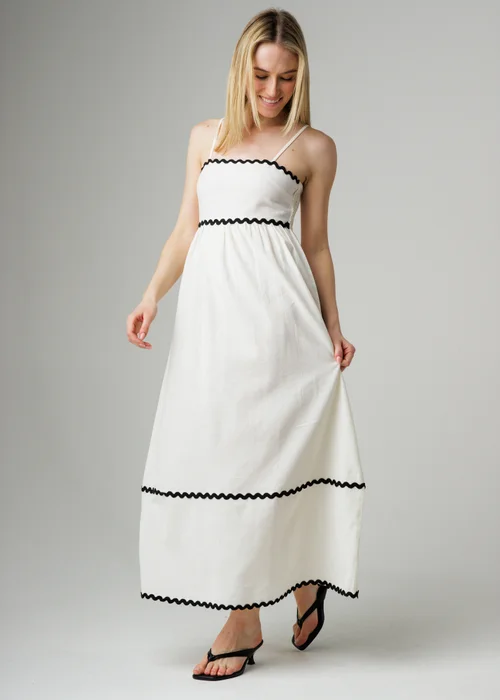 Wednesday’s Girl Cream Sleeveless Zig Zag Tiered Effect Maxi Dress - 8 Image 4