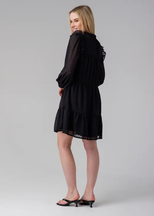 Influence Black Long Sleeve Multi-Tiered Ruffle Smock Mini Dress - 8 Image 2