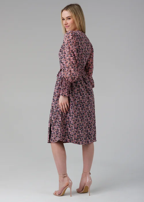 Influence Black Long Puff Sleeve Midi Wrap Dress - 14 Image 2