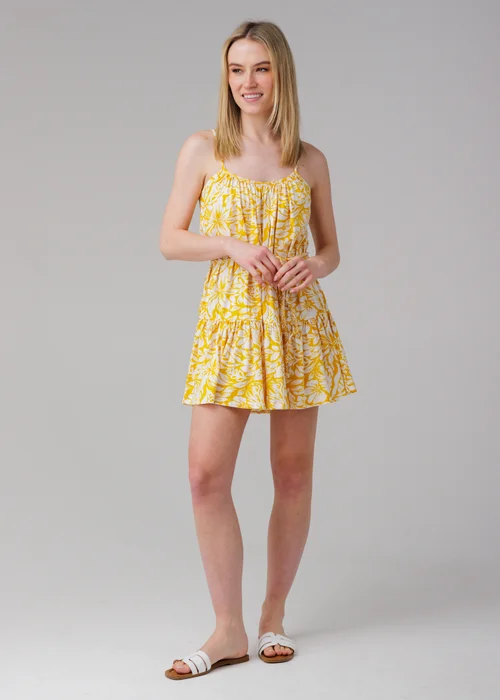Influence Yellow Sleeveless Tie-Front Tiered Mini Dress - 10 Image 1