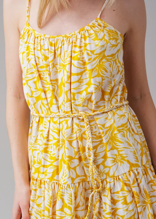 Influence Yellow Sleeveless Tie-Front Tiered Mini Dress - 10 Image 3