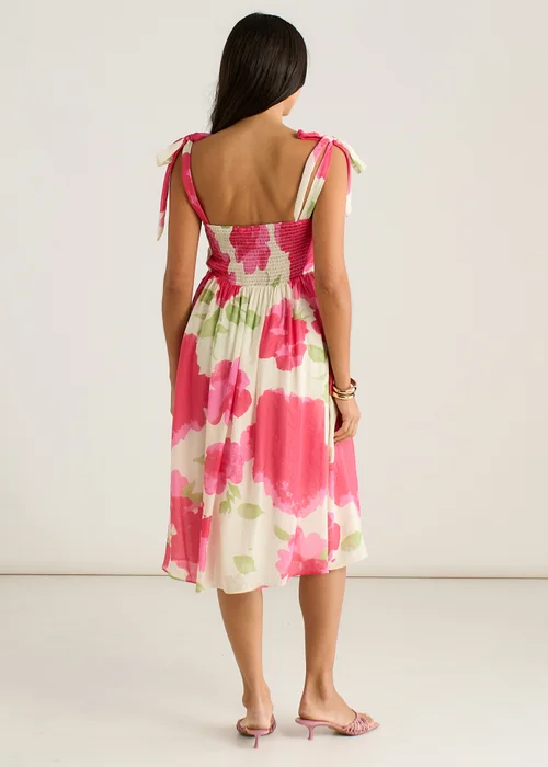 Gini London Pink Floral Tie Straps Midi Dress - 8 Image 2