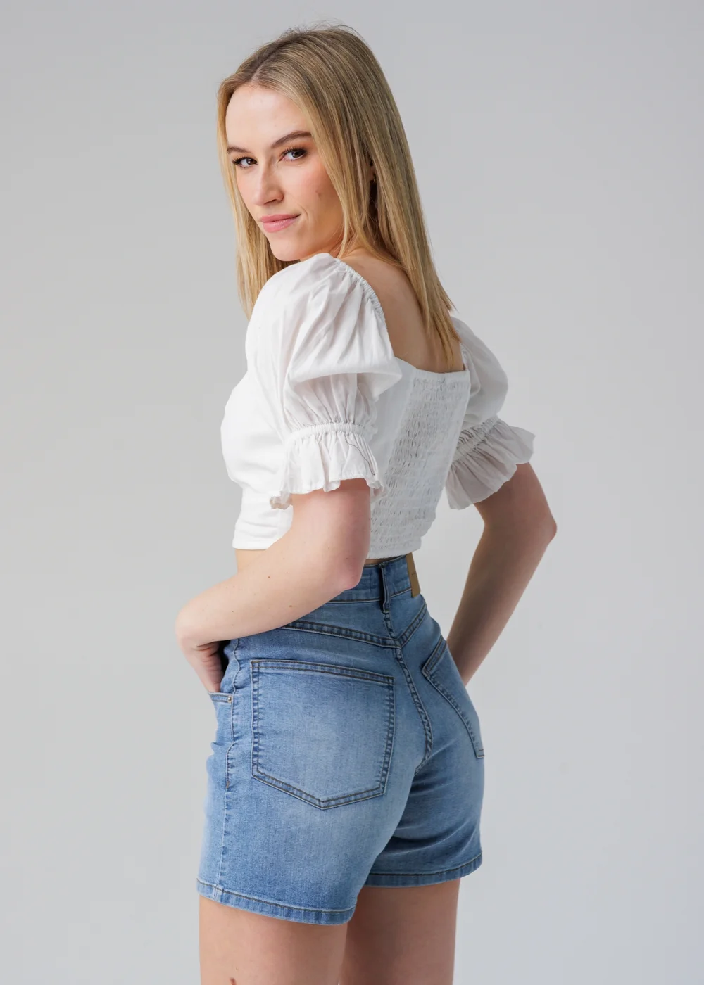 Influence White Short Puff Sleeve Bow Detail Cropped Top - 12 Image 2