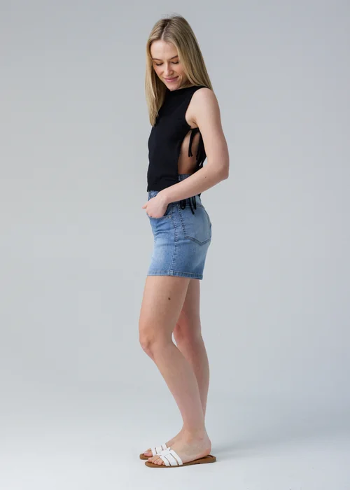 Influence Black Sleeveless Round Neck Tie Side Shell Top - 8 Image 4