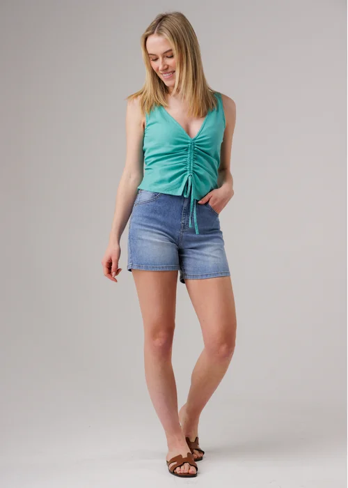 Influence green Sleeveless V-Neck Tie Front Cropped Top - 12 Image 4