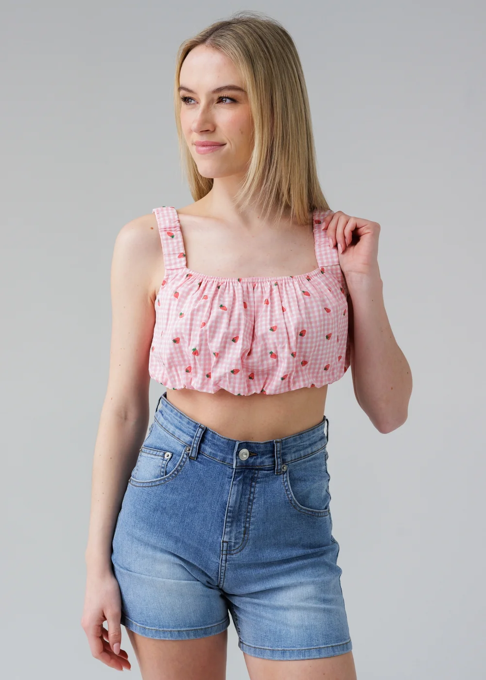 Influence Pink Sleeveless Shirred Square Neck Strappy Cropped Top - 8 Image 3
