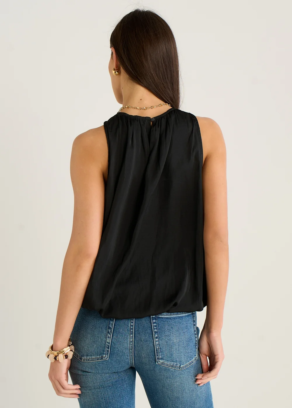 Gini London Black Puff Ball Round Neck Sleeveless Top - S/M Image 2