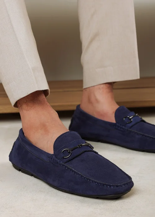 Where's That From Hudson Navy Faux Suede Slip On Buckle Loafer - 7 Image 6
