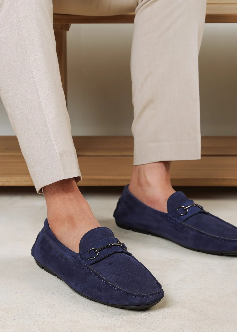 Where's That From Hudson Navy Faux Suede Slip On Buckle Loafer - 7 Image 1