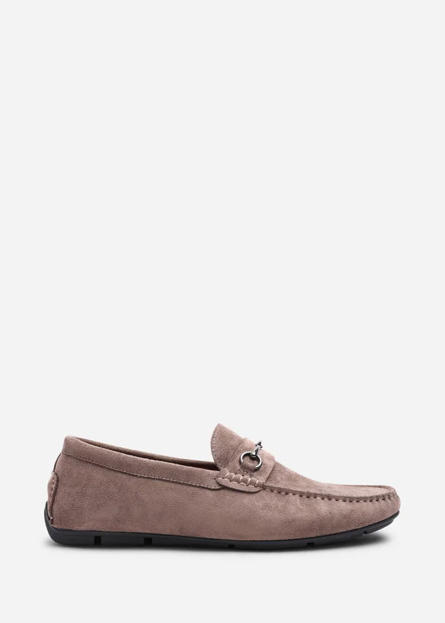 Where's That From Hudson Khaki Faux Suede Slip On Buckle Loafer