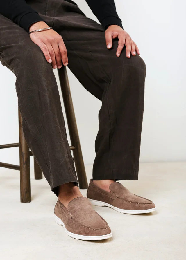 Where's That From Trent Khaki Faux Suede Slip On Easy Loafer