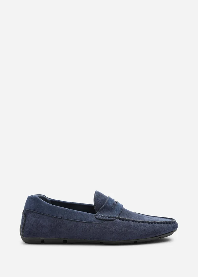 Where's That From Kyle Navy Faux Suede Slip on Bubble Loafer
