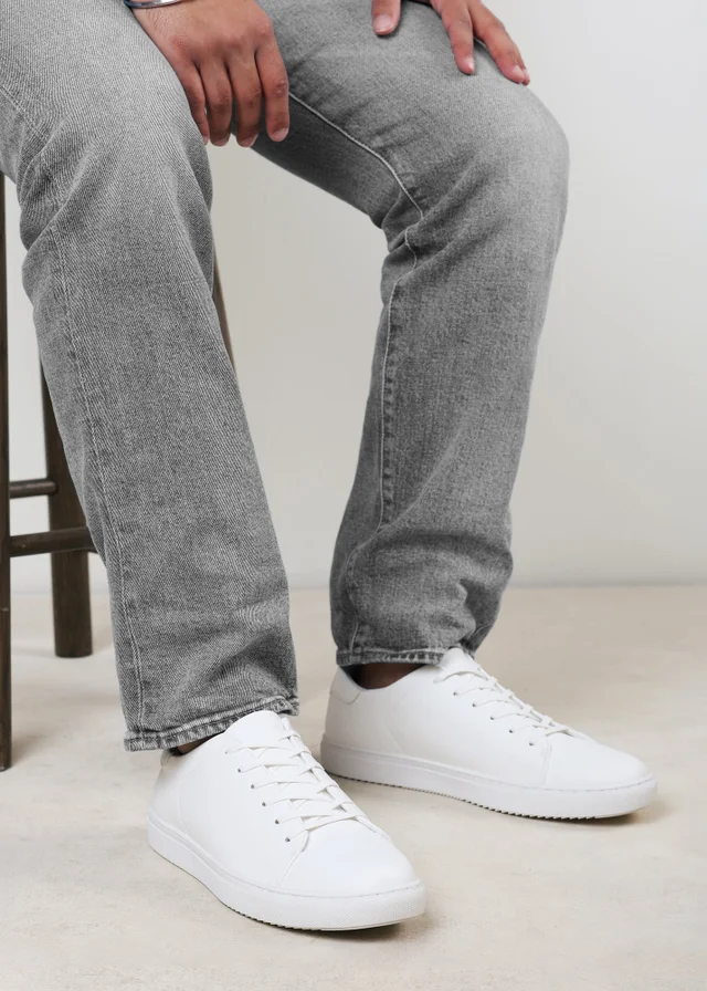 Where's That From Derek White Low Cut Lace Up Trainers