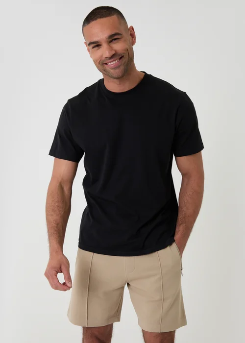 Threadbare Stone Pique Pleated Sweat Shorts - M Image 3