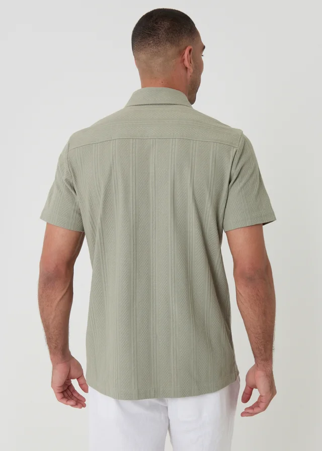 Threadbare Soft Green Knitted Cotton Blend Short Sleeve Shirt