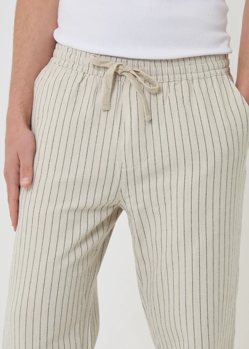 Threadbare Stone Stripe Straight Leg Cotton Trousers - S Image 4