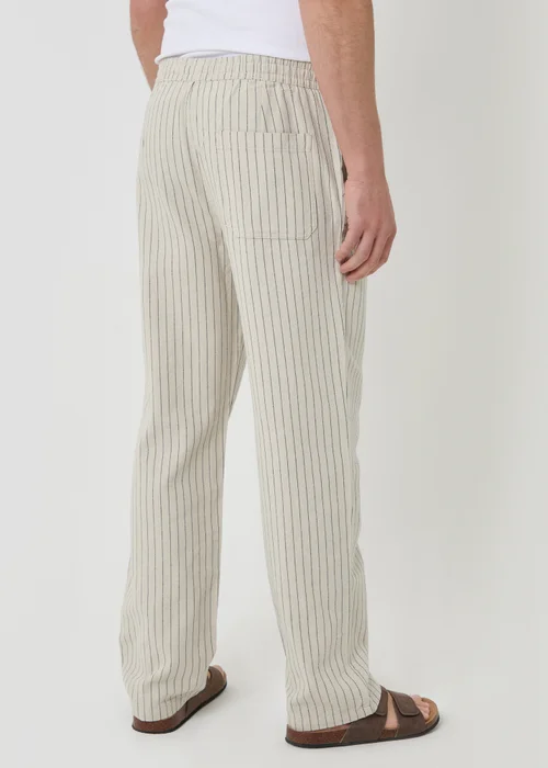 Threadbare Stone Stripe Straight Leg Cotton Trousers - S Image 2