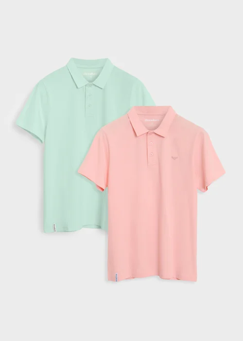 Threadbare Multi 2-Pack Cotton Jersey Polo Shirts - S Image 1