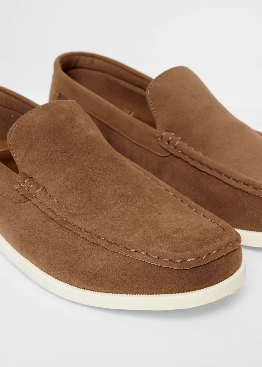 Threadbare Taupe Faux Suede Slip On Loafers - 11 Image 4