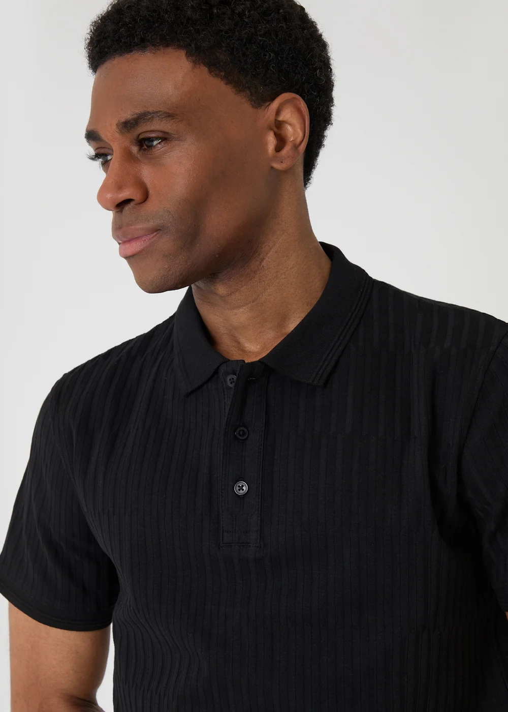 Threadbare Black Textured Cotton Polo Shirt - XL Image 4