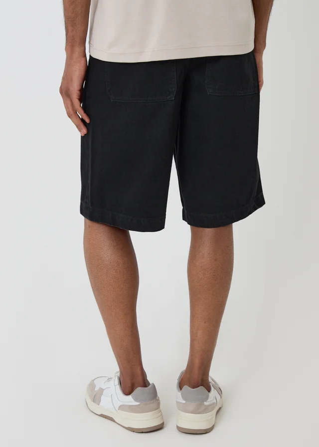 Threadbare Black Baggy Fit Denim Shorts