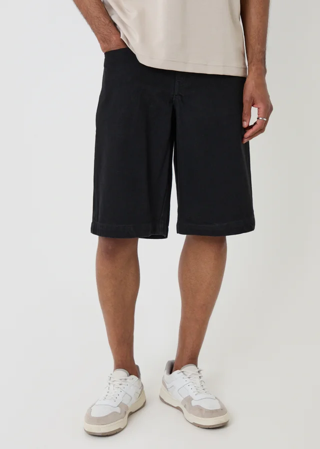 Threadbare Black Baggy Fit Denim Shorts