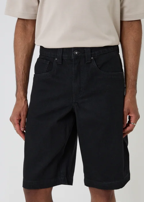 Threadbare Black Baggy Fit Denim Shorts - 34/L32 Image 4