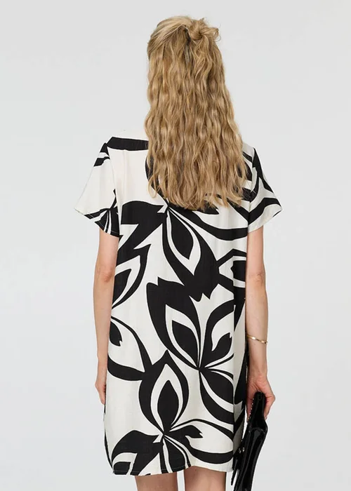 Izabel London Multi White Printed Short Sleeve Short Shift Dress - 16 Image 3