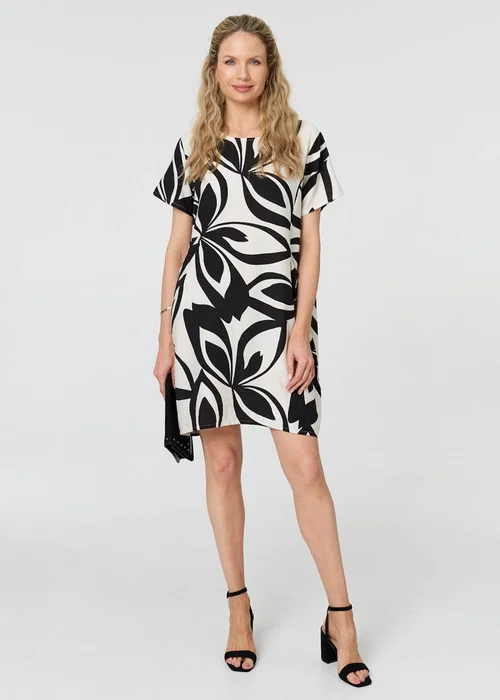 Izabel London Multi White Printed Short Sleeve Short Shift Dress - 16 Image 1