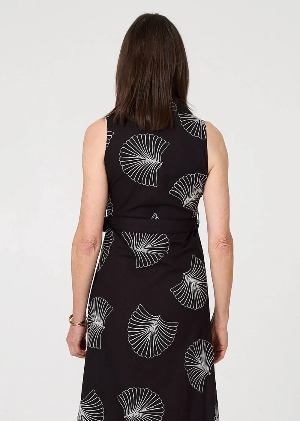 Izabel London Black Embroidered Sleeveless Midi Shirt Dress - 8 Image 3