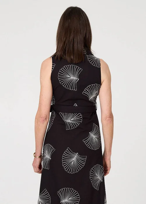 Izabel London Black Embroidered Sleeveless Midi Shirt Dress - 8 Image 3