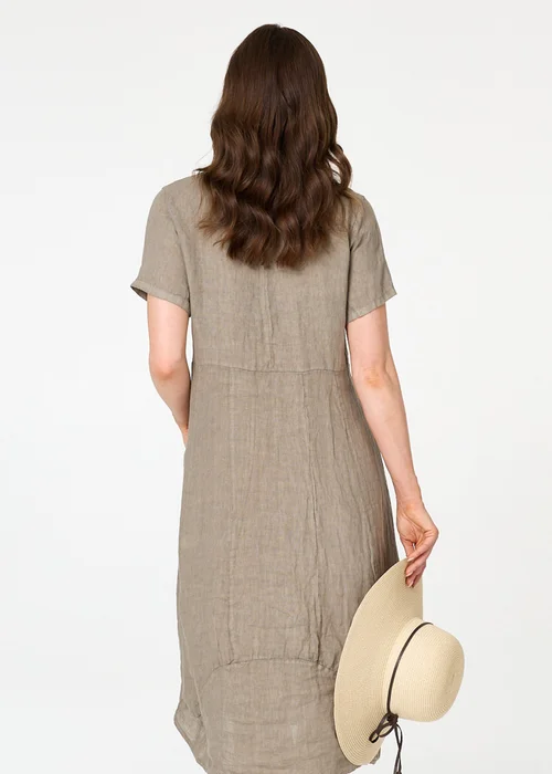 Izabel London Brown Short Sleeve Oversized Midi Shift Dress - 8 Image 3