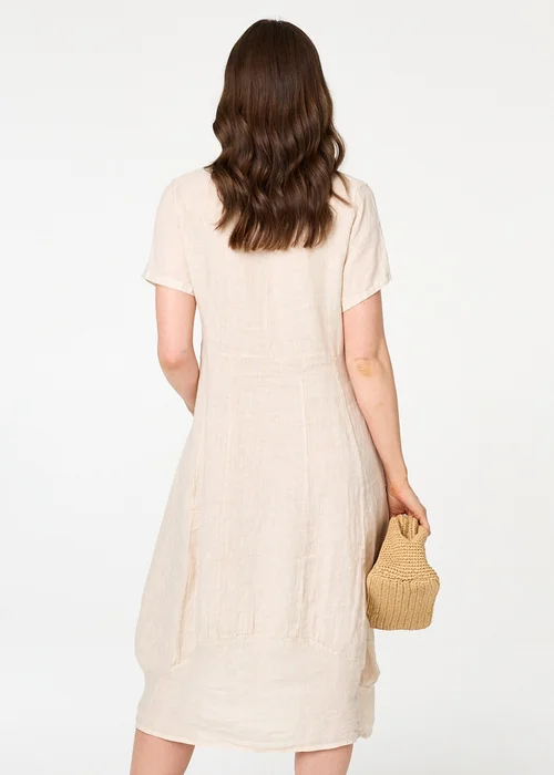 Izabel London Beige Short Sleeve Oversized Midi Shift Dress - 8 Image 3