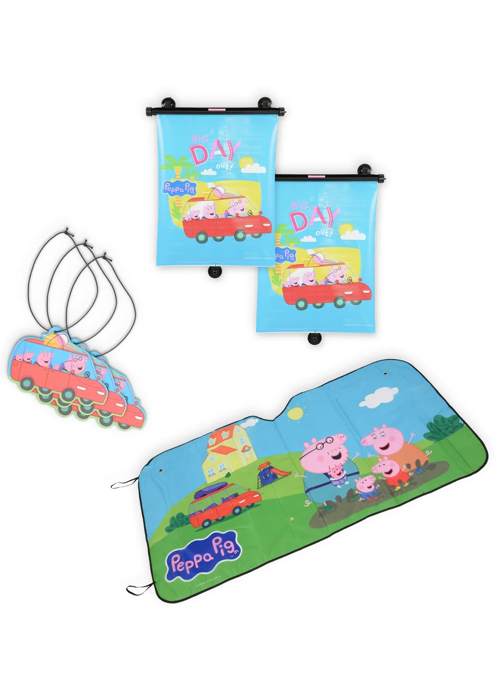Peppa Pig Car Care Essentials Front Window Shade Roller Blinds Air Freshener - One Size Image 1