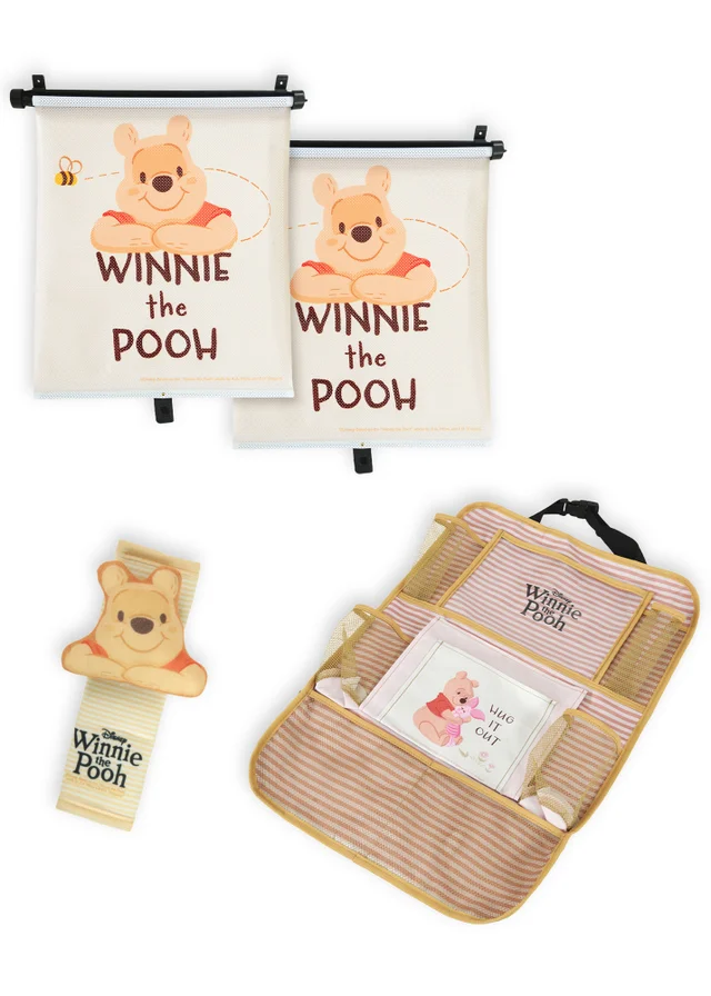 Winnie The Pooh Back Seat Essentials Roller Blind Organiser & Seat Belt Cover