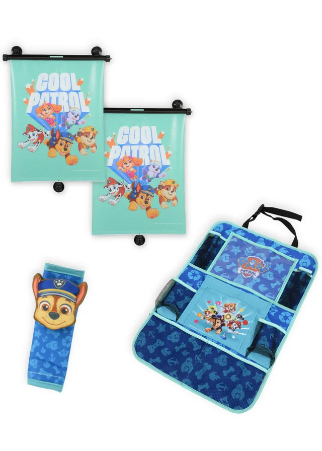 Paw Patrol Back Seat Essentials Roller Blinds Organiser & Seat Belt Cover