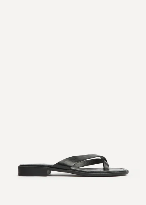 Linzi Kimmi Black Faux Leather Flat Sandals - 5 Image 2