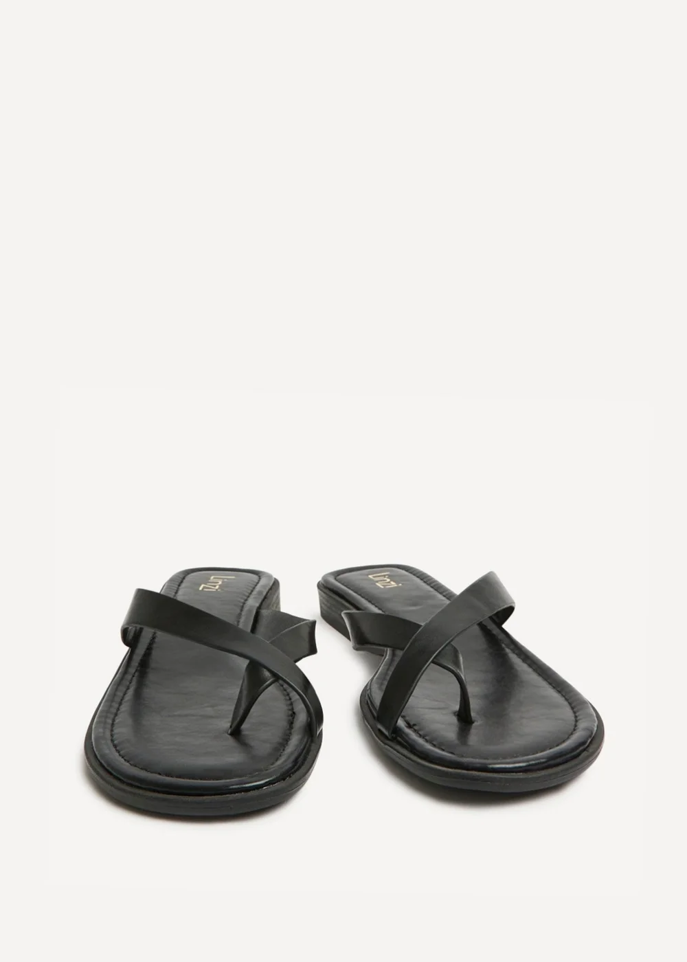 Linzi Kimmi Black Faux Leather Flat Sandals - 5 Image 3