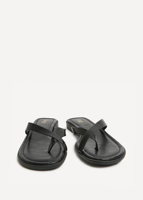 Linzi Kimmi Black Faux Leather Flat Sandals - 5 Image 3