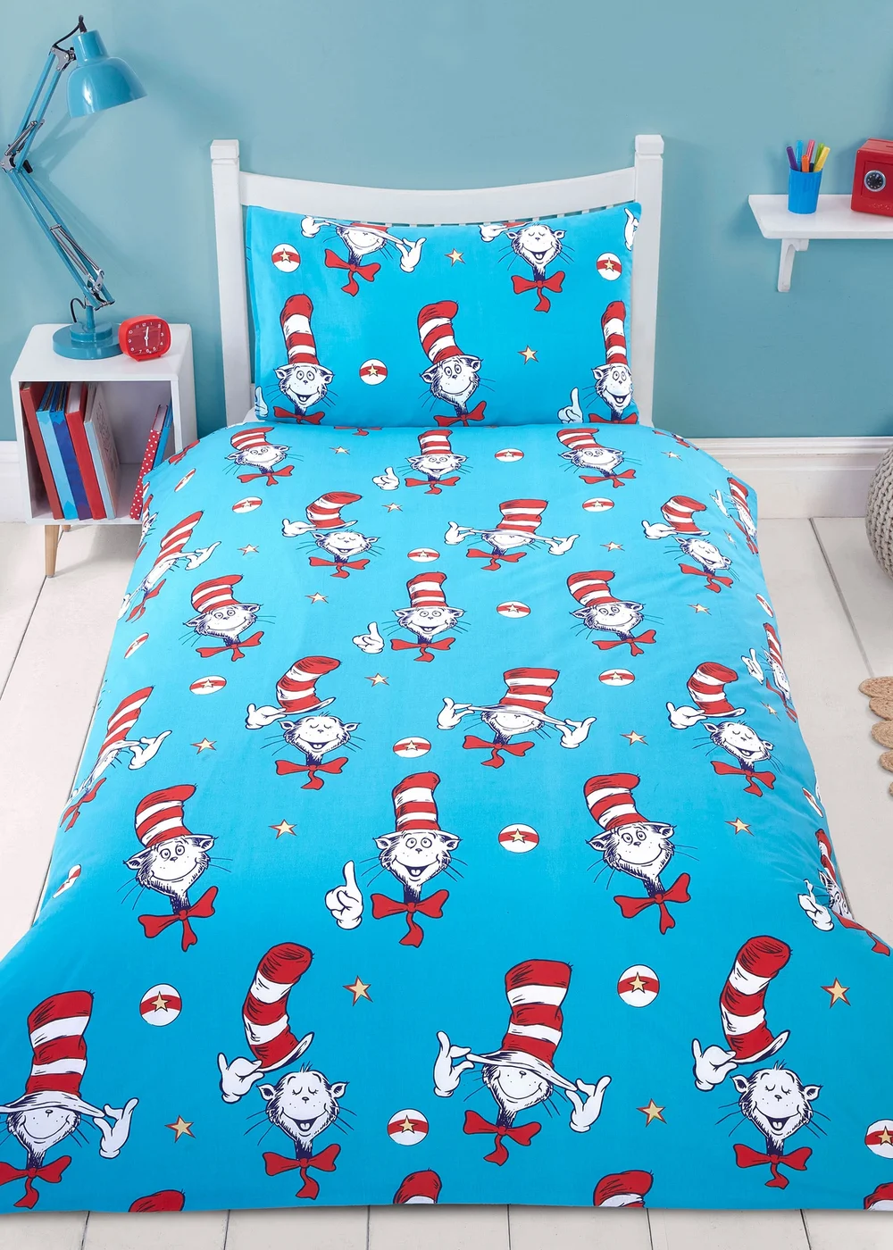 Dr Suess's Cat In The Hat Blue Duvet Set - Single Image 2
